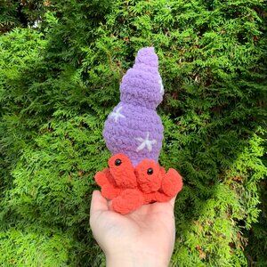 Crochet Hermit Crab with Floral Shell Plush